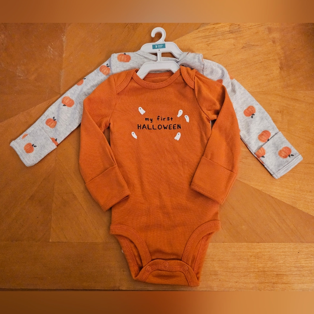 NWT Carter's My 1st Halloween/Pumpkins Long-Sleeve Bodysuit Set - Size 6M